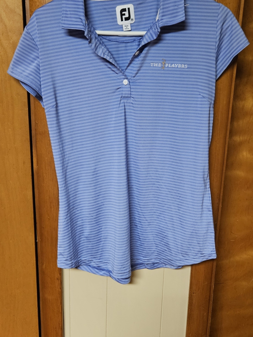 FootJoy The Players Girls' Light Blue Striped Golf Polo